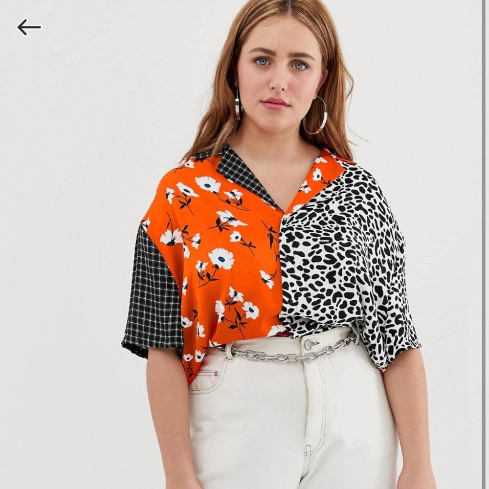 ASOS Plus Mixed Print Shirt / Blouse COLLUSION